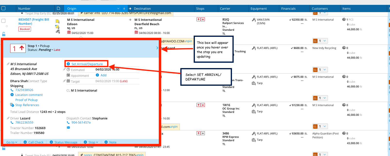 Carrier Status Updates/Tracking Process Street