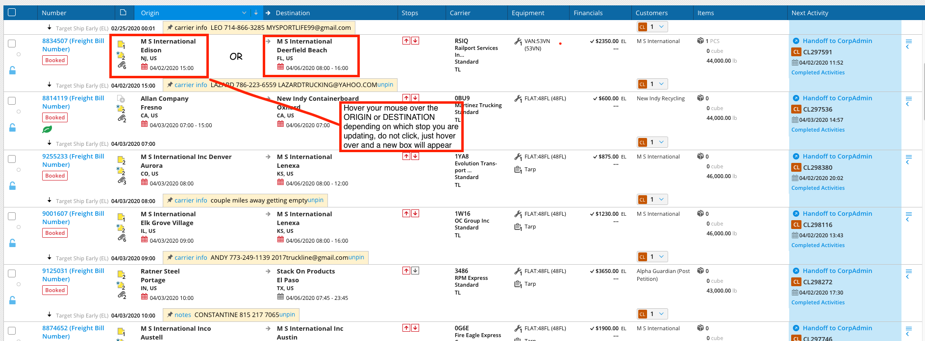 Carrier Status Updates/Tracking Process Street